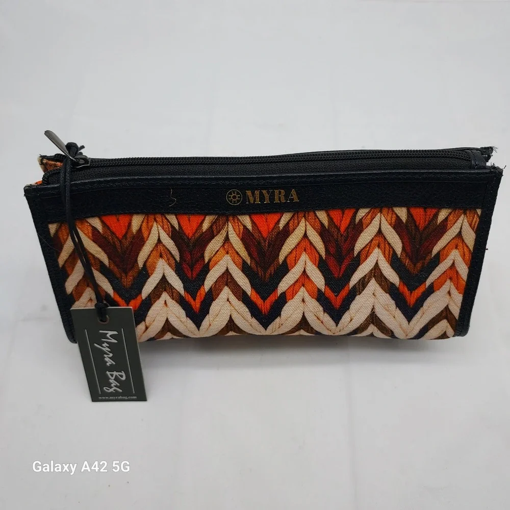 Myra Bag Buena Mia‎ Multi-Pouch Bag S-11749 Woven Chevron Cosmetic Clutch NEW